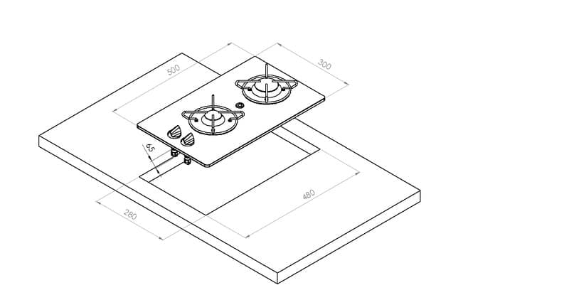 Built-in gas hob 2-burners - Made of high quality safety glass - Image 2