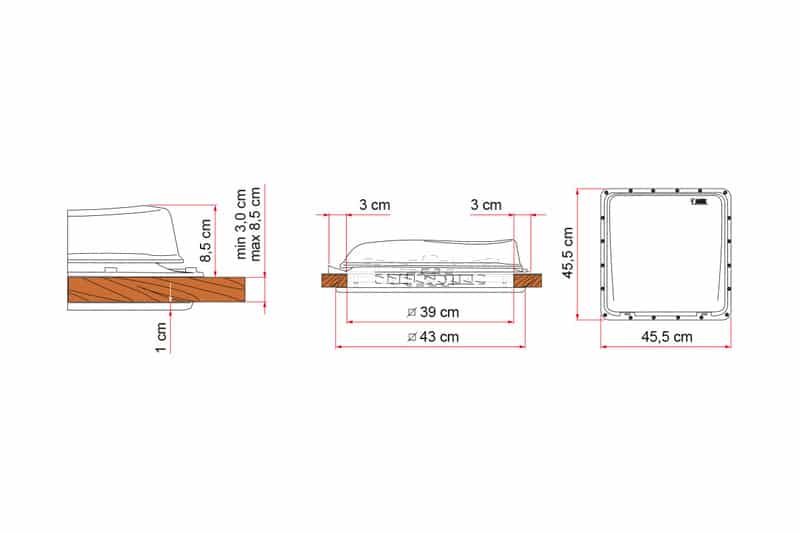 Fiamma Aerodynamic Roof Hood 40 x 40 cm - Crystal - Image 3